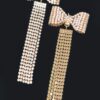 Rhinestone Bow Fringe Drop Earrings – Metallic Shine