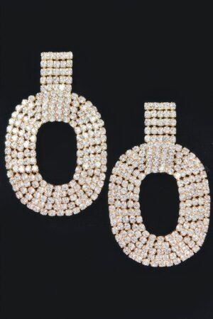 Rhinestone Drop Earrings – Polished Finish