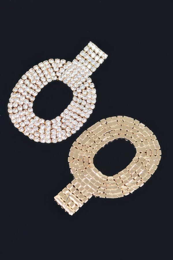 Rhinestone Drop Earrings – Polished Finish