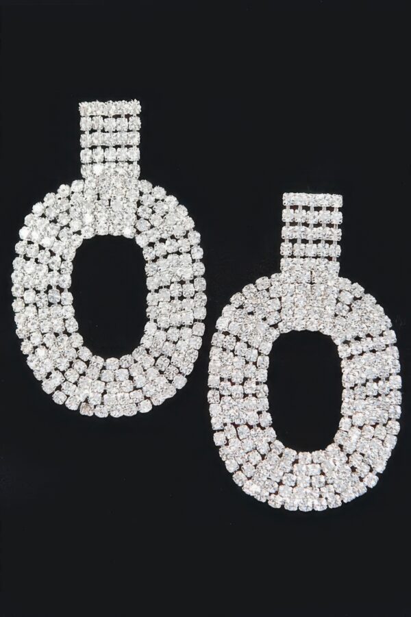 Rhinestone Drop Earrings – Polished Finish