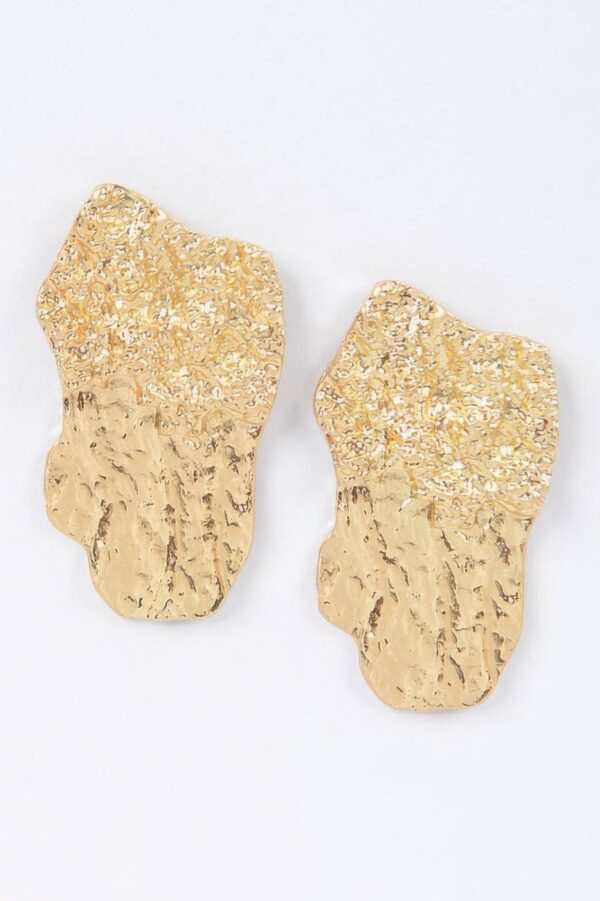 Cast Metal Sculptural Drop Earrings – Polished Finish