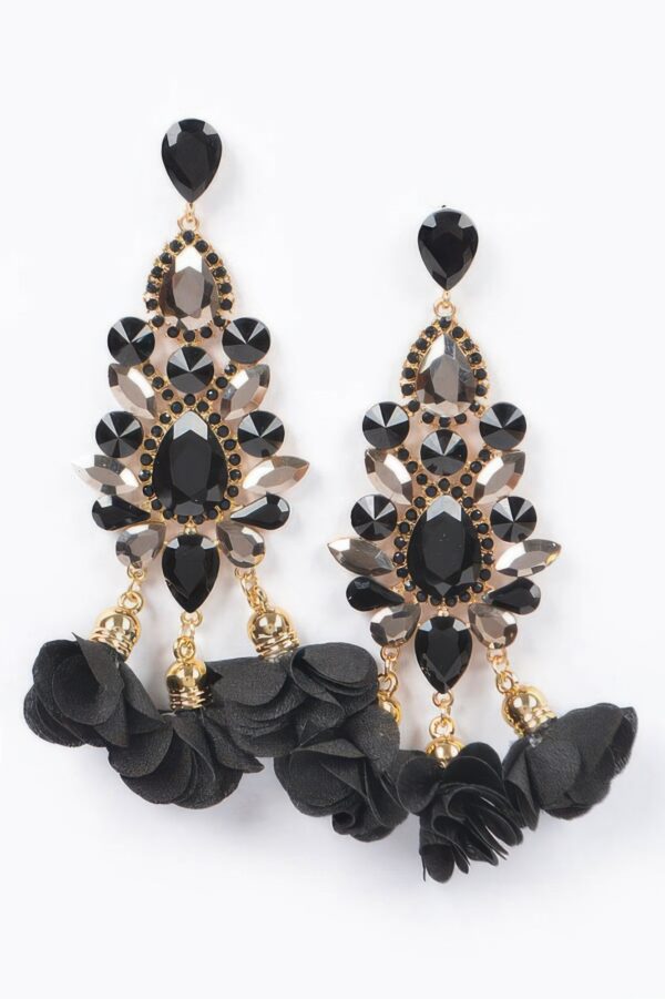 Multi Rhinestone Flower Drop Earrings – Party Glam