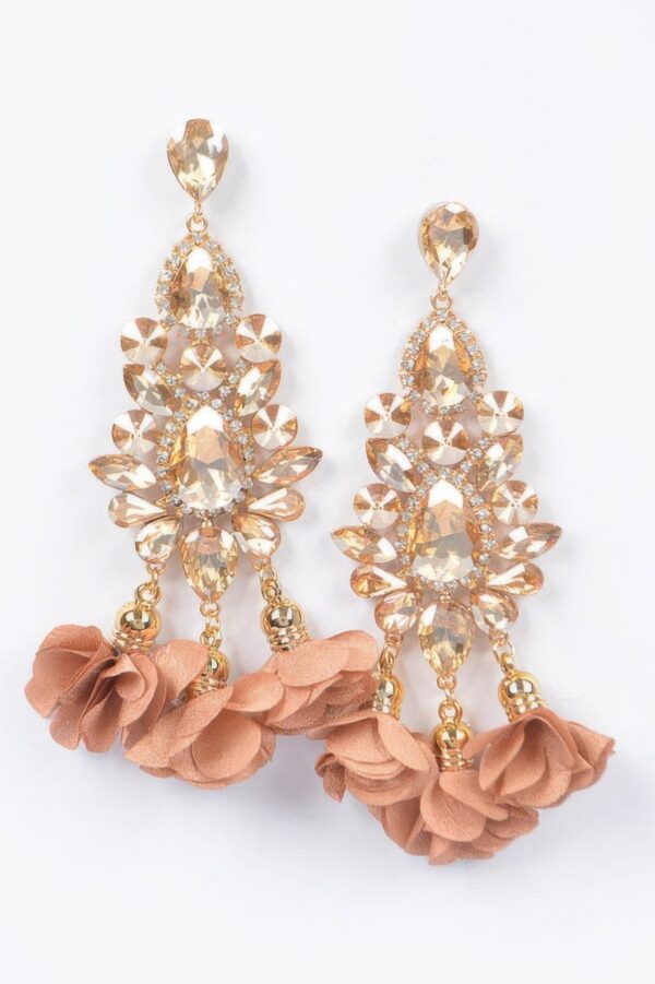 Multi Rhinestone Flower Drop Earrings – Party Glam