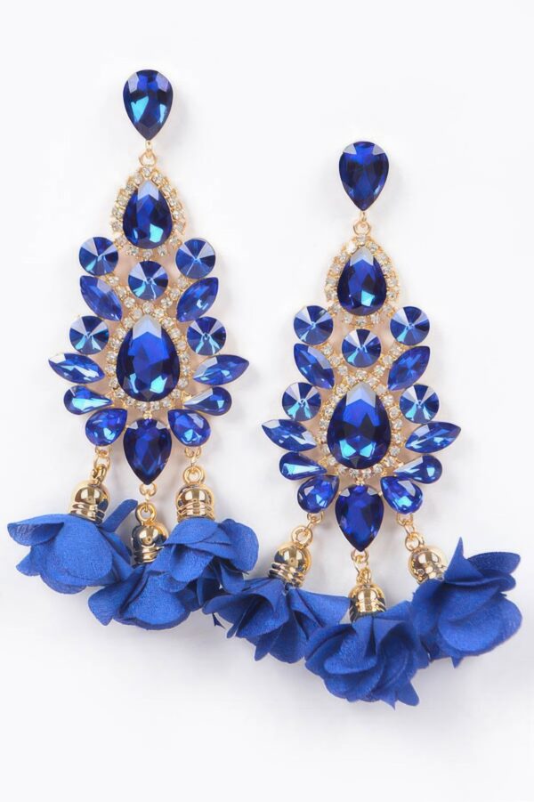 Multi Rhinestone Flower Drop Earrings – Party Glam