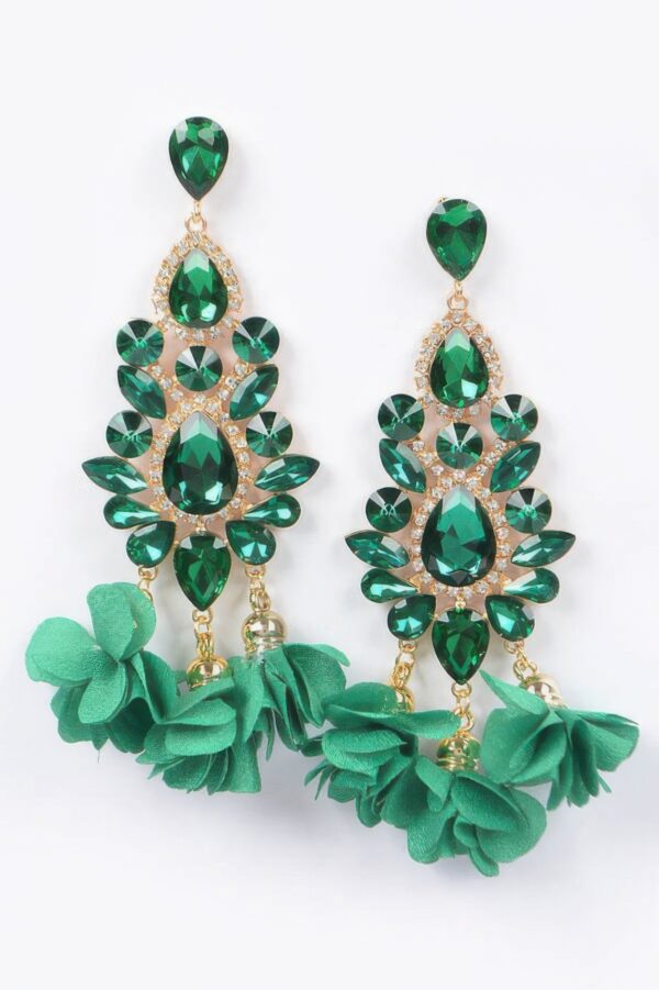 Multi Rhinestone Flower Drop Earrings – Party Glam