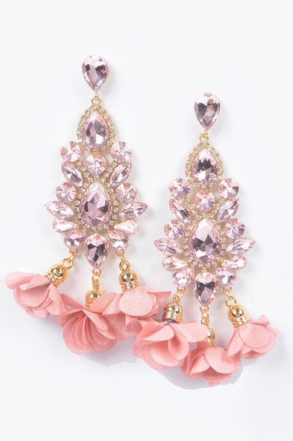 Multi Rhinestone Flower Drop Earrings – Party Glam
