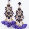 Multi Rhinestone Flower Drop Earrings – Party Glam
