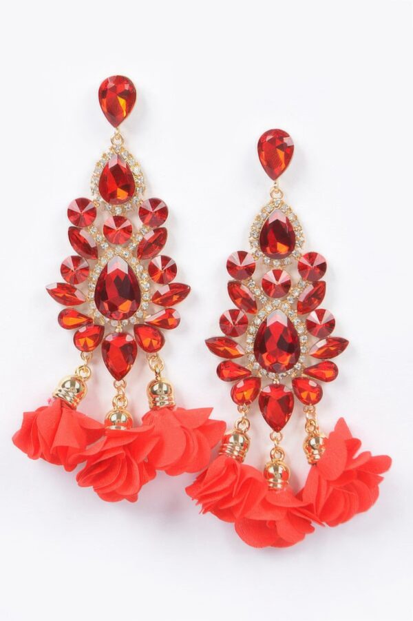 Multi Rhinestone Flower Drop Earrings – Party Glam