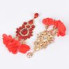 Multi Rhinestone Flower Drop Earrings – Party Glam
