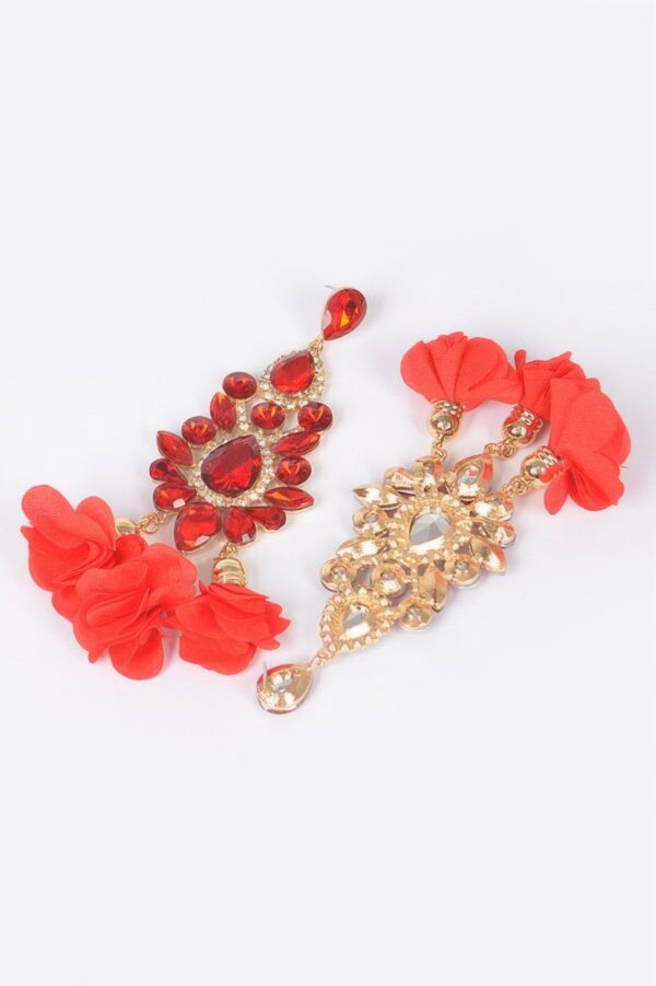 Multi Rhinestone Flower Drop Earrings – Party Glam