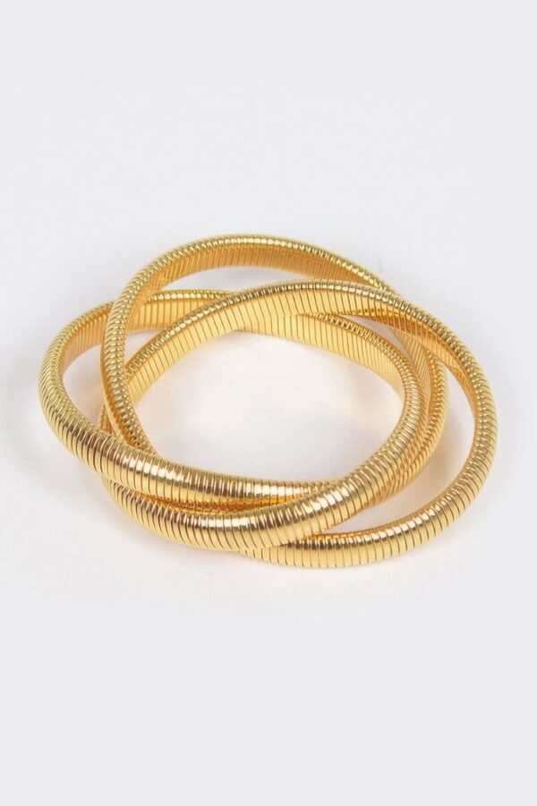 Aluminum Triple Stretch Chain Bracelet – 14K Gold-Dipped