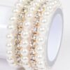 Faux Pearl Stretch Bracelet with Rhinestone Accents