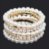 Faux Pearl Stretch Bracelet with Rhinestone Accents