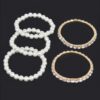 Faux Pearl Stretch Bracelet with Rhinestone Accents
