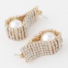 Rhinestone Pearl Wrap Earrings – Wrapped Pearl Accent