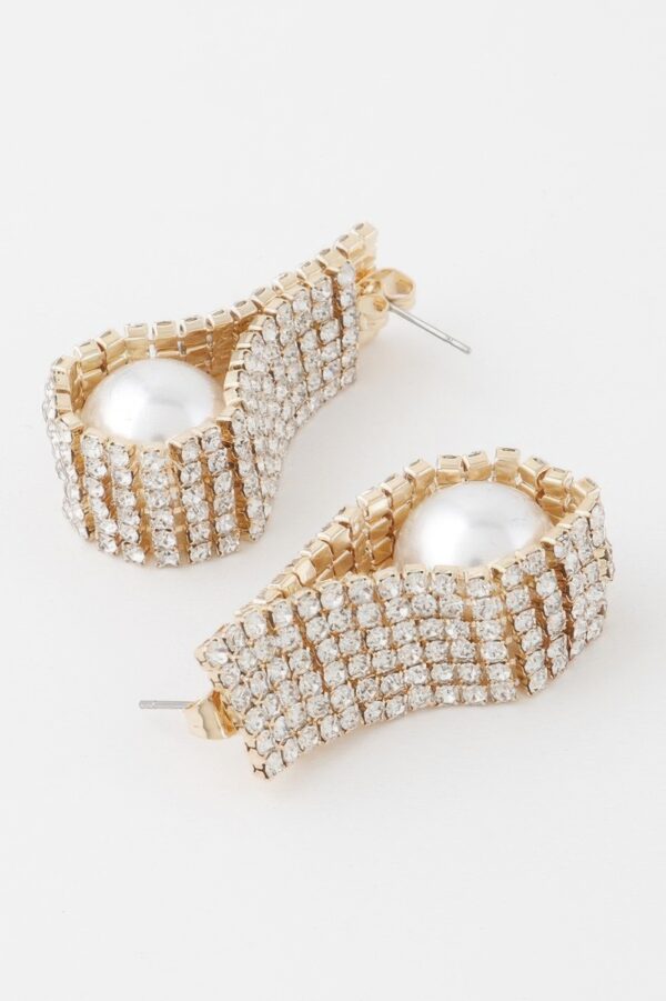 Rhinestone Pearl Wrap Earrings – Wrapped Pearl Accent