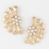 Pearl-Accent Half Flower Earrings – Polished Floral Studs