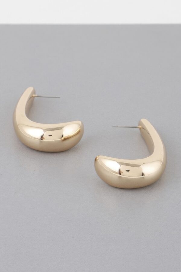 Rounded Polished Metal Earrings – Compact Studs