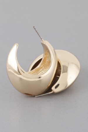 Crescent Moon Hoop Earrings – Polished Metallic