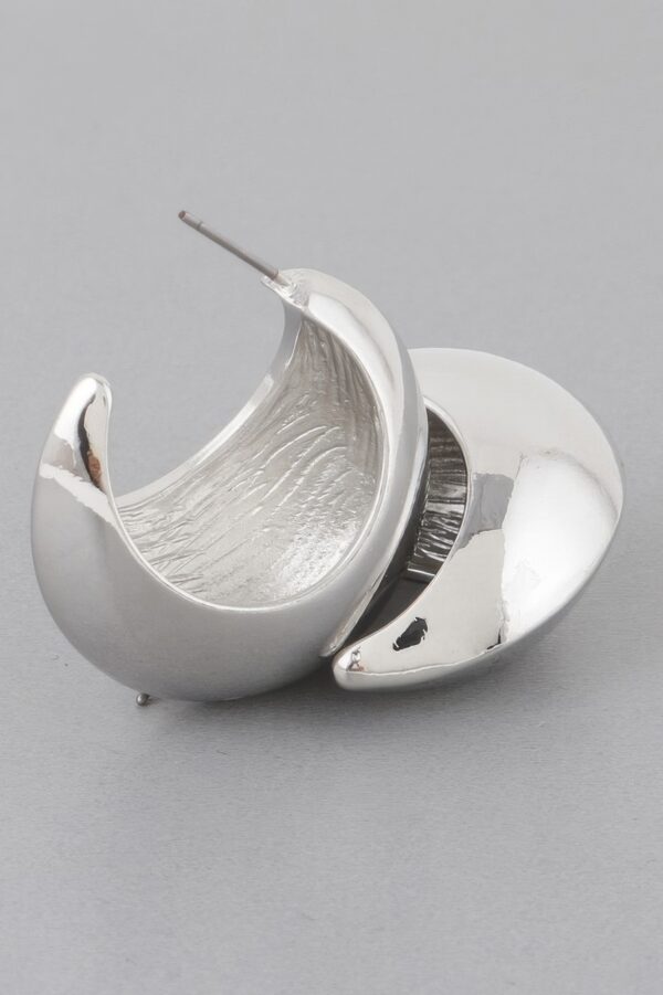 Crescent Moon Hoop Earrings – Polished Metallic