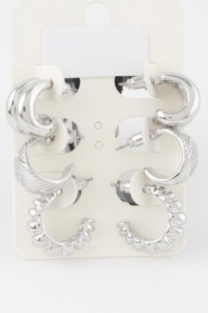 Triple Hoop Earrings Set – Layered 0.5″