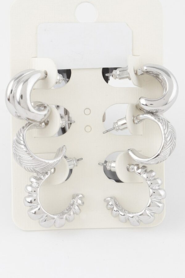 Triple Hoop Earrings Set – Layered 0.5″