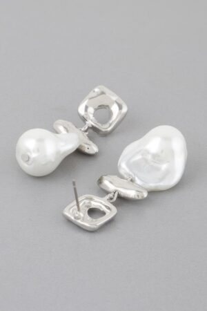 Hammered Stone Drop Earrings – Textured Metal & Stone