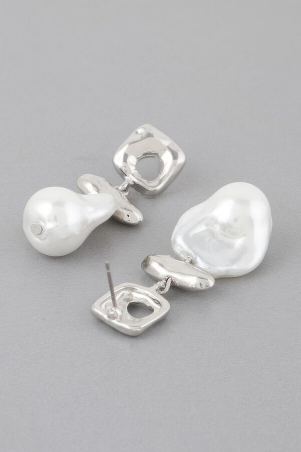 Hammered Stone Drop Earrings – Textured Metal & Stone