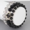 Triple Crystal Clover Beaded Stretch Bracelet