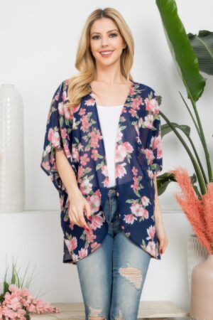 Flower Print Kimono – Lightweight Open-Front Cover-Up