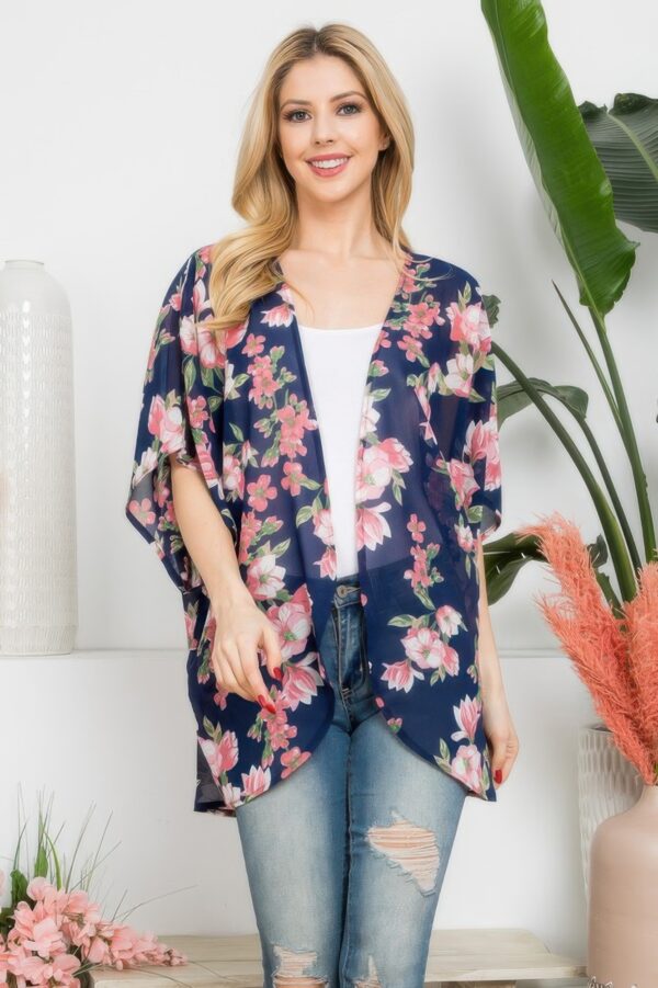 Flower Print Kimono – Lightweight Open-Front Cover-Up