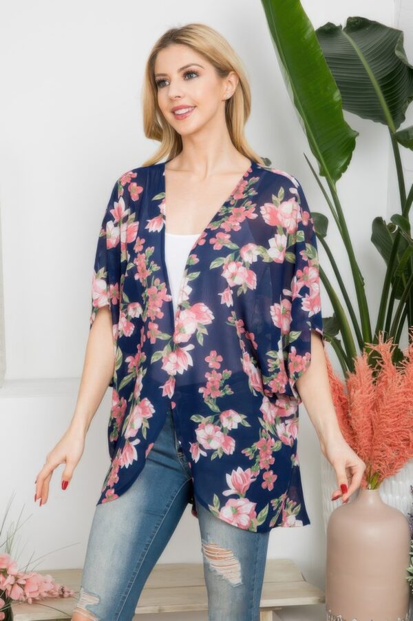Flower Print Kimono – Lightweight Open-Front Cover-Up
