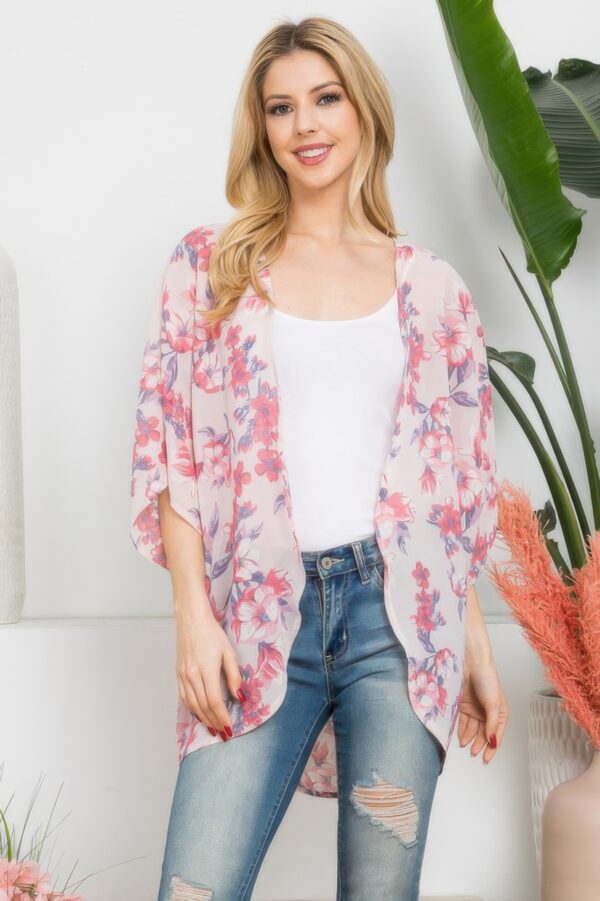 Flower Print Kimono – Lightweight Open-Front Cover-Up