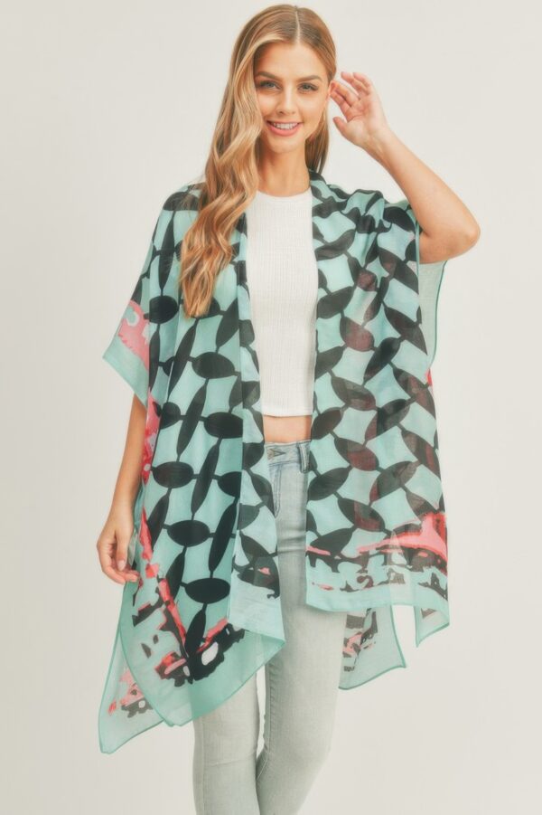 Ombre Front, Geometric Back Kimono