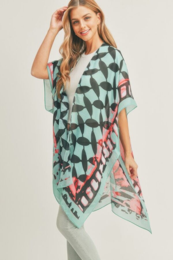 Ombre Front, Geometric Back Kimono