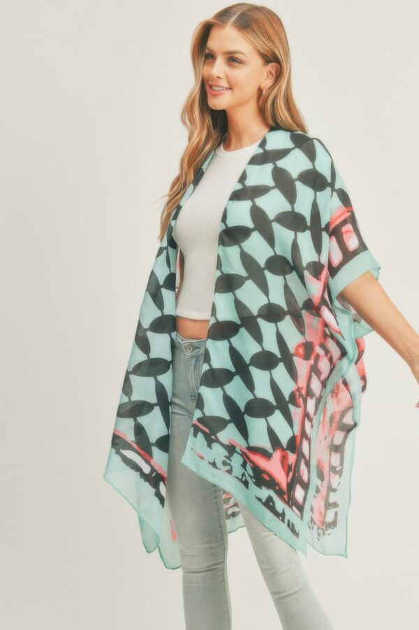 Ombre Front, Geometric Back Kimono