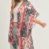 American Flag Kimono – Open-Front Red/White/Blue Print