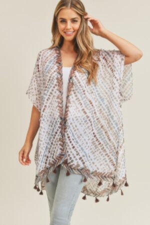 Tassel Kimono with Multi Dash Print – Lightweight