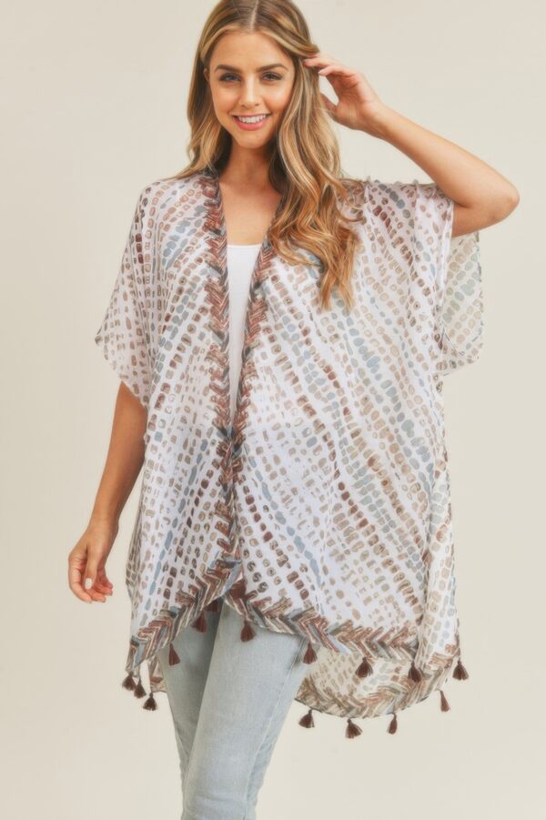 Tassel Kimono with Multi Dash Print – Lightweight