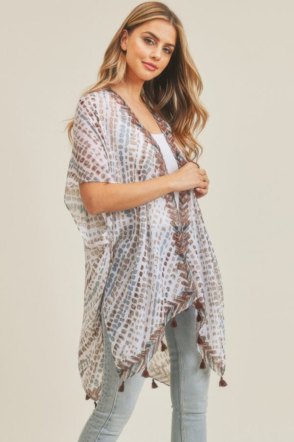 Tassel Kimono with Multi Dash Print – Lightweight