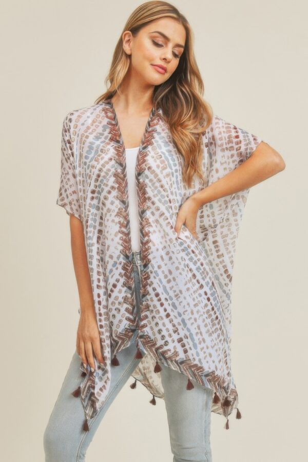 Tassel Kimono with Multi Dash Print – Lightweight