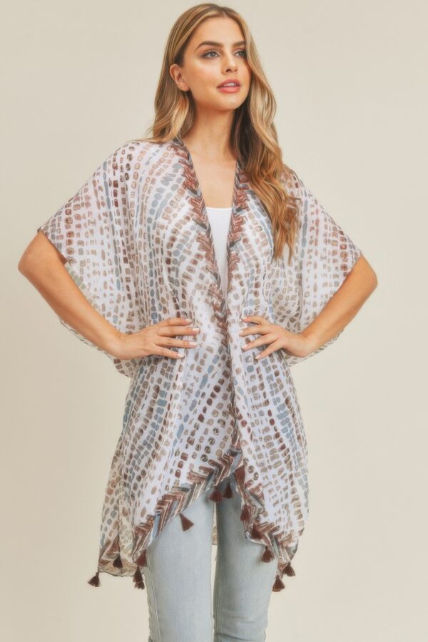 Tassel Kimono with Multi Dash Print – Lightweight