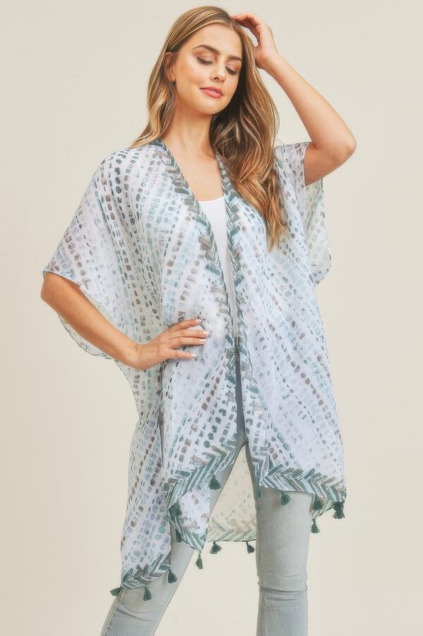 Tassel Kimono with Multi Dash Print – Lightweight