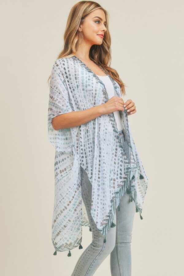 Tassel Kimono with Multi Dash Print – Lightweight
