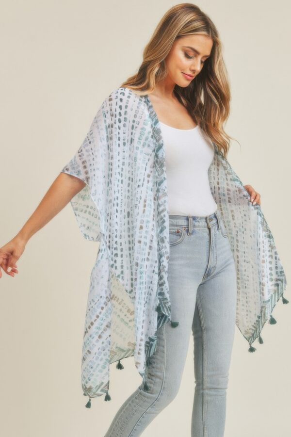 Tassel Kimono with Multi Dash Print – Lightweight