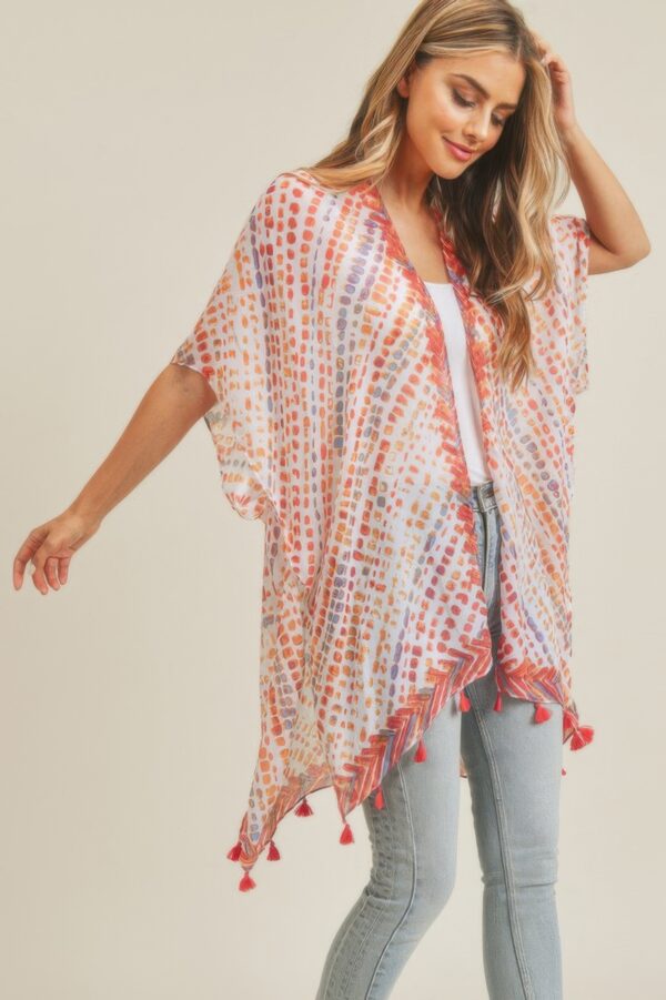 Tassel Kimono with Multi Dash Print – Lightweight