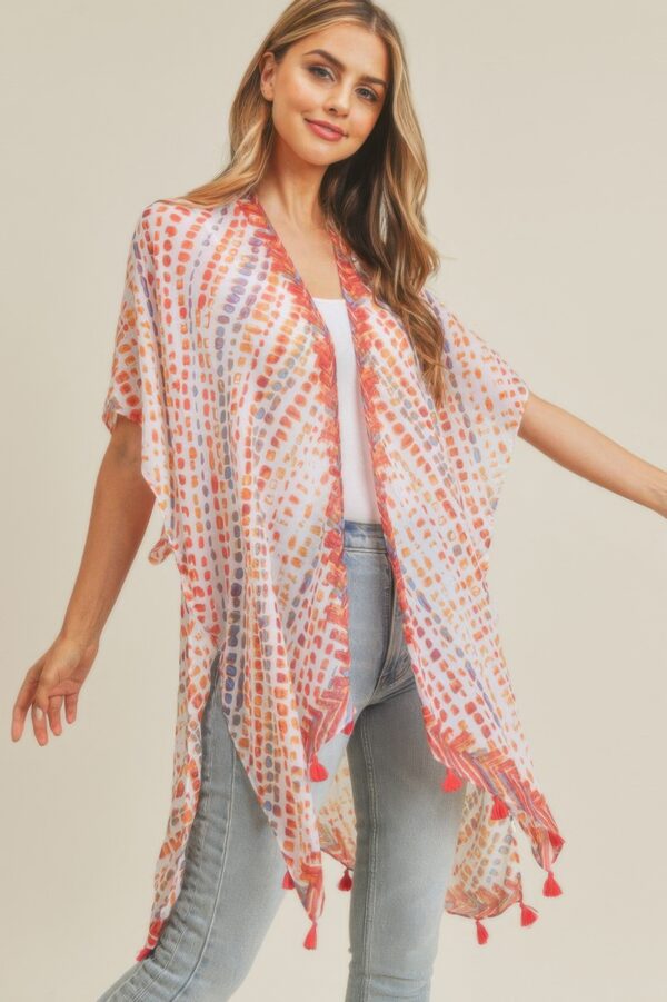 Tassel Kimono with Multi Dash Print – Lightweight