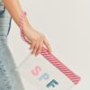 Clear Cosmetic Pouch with Sequin SPF Lettering & Wrist Strap