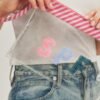 Clear Cosmetic Pouch with Sequin SPF Lettering & Wrist Strap