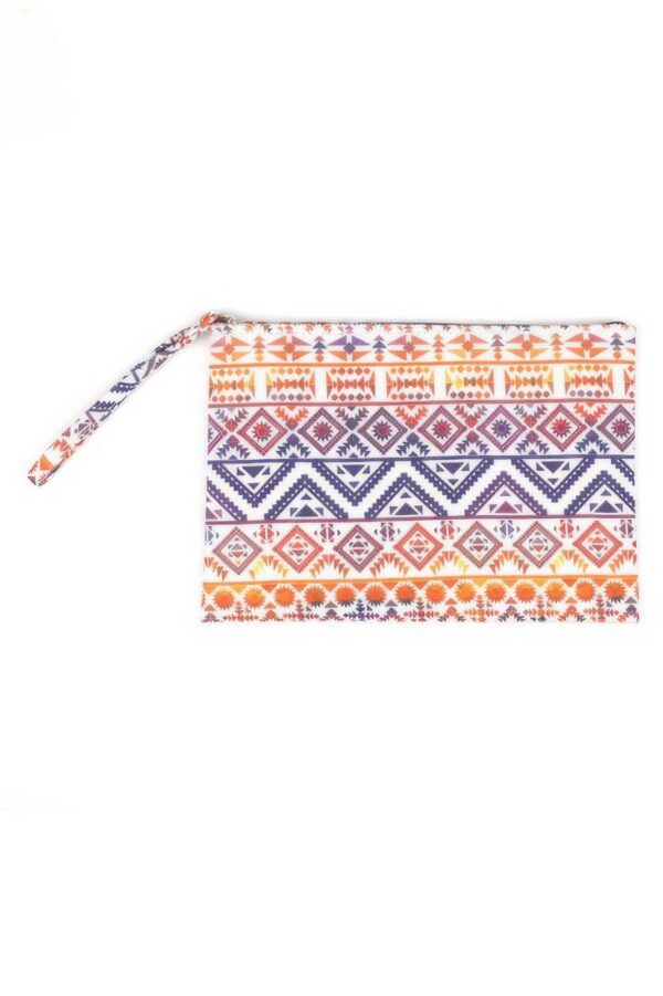 Tribal Cotton-Blend Pouch – Colorful Geometric Print